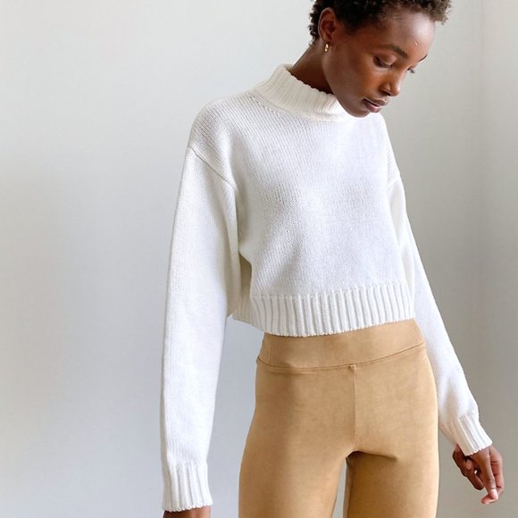 Aritzia Wilfred Free Daria High Waisted Vegan Eco Faux Suede Tan Pant Leggings S - Picture 2 of 15